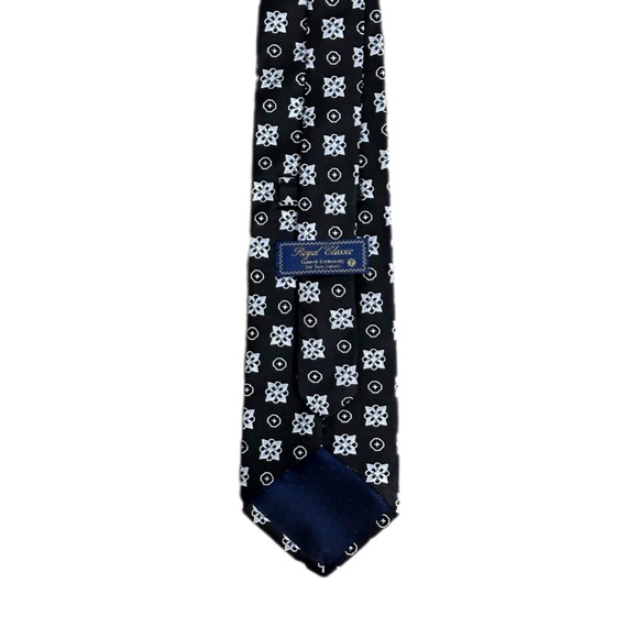 Royal Classic for Tom James Silk Tie Black Silver Tall  64”X 4” - Picture 2 of 9